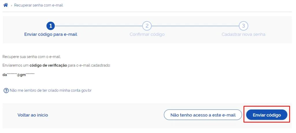 Recuperação por email Meu INSS
