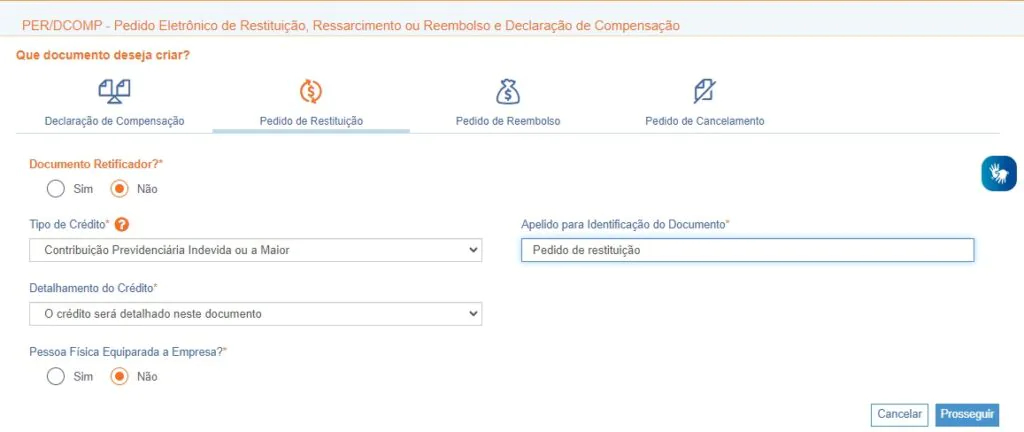 PER DCOMP Restituição de contribuição previdenciária